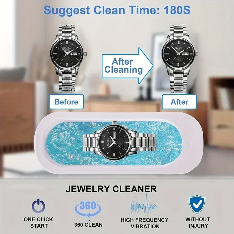 Machine de nettoyage de lunettes à ultrasons 45 kHz, nettoyeur de bijoux à ultrasons haute fréquence pour bijoux