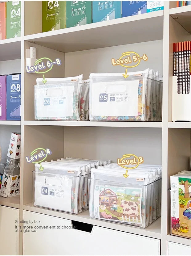 Spielzeug-Aufbewahrungstasche, Kinderbausteine, kleine Spielzeuge, spezielle Sortiertasche, Tasche transparent mit Mesh-Gaze Reißverschluss