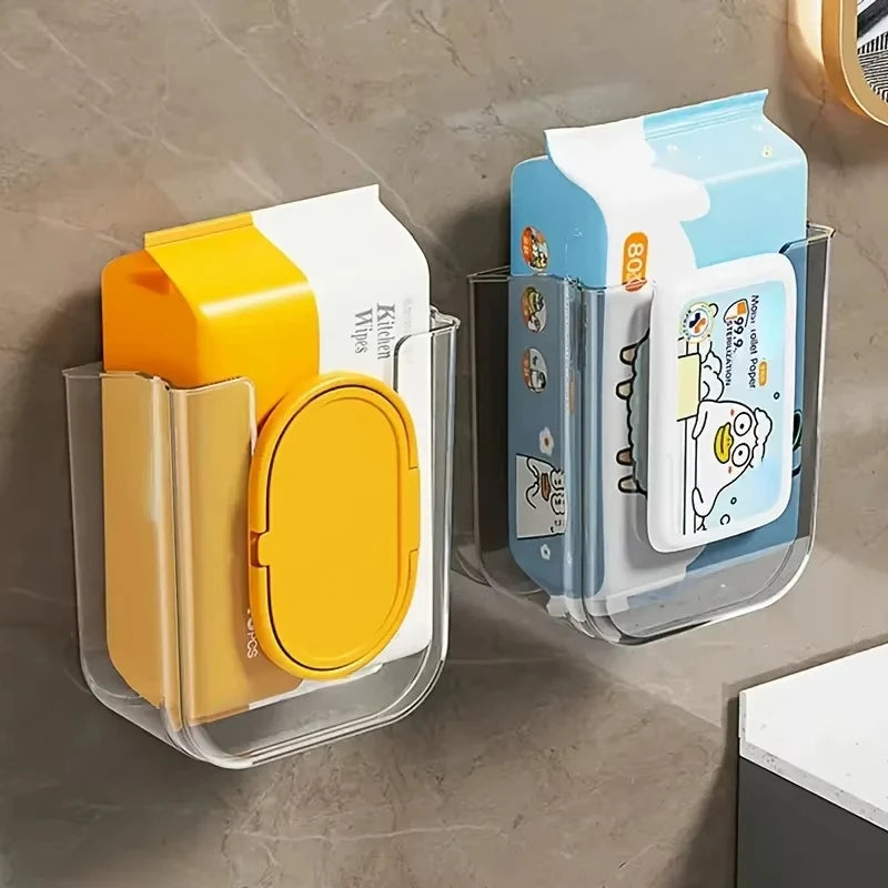 Wandmontierte Aufbewahrungsbox für Feuchttücher, selbstklebender Kunststoffhalter mit großer Öffnung für den Organizer der Aufbewahrungsbox für Badezimmertücher