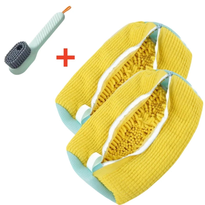 1/2/4-teiliger Schuhwaschbeutel mit flüssigem Schuhbürsten-Set