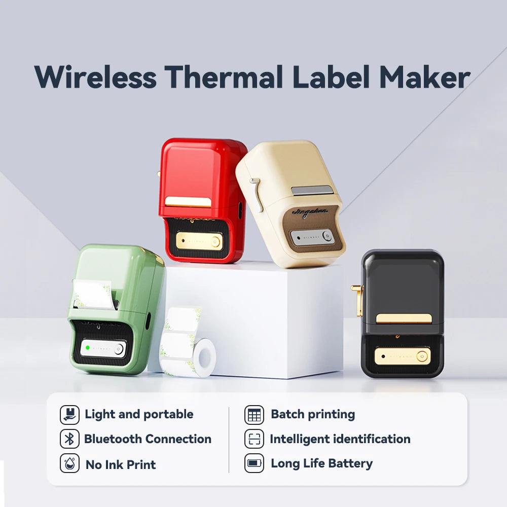 Niimbot B21- Kabelloser tintenloser Etikettendrucker, Barcode-Etikettendrucker, Druckpapier, Aufkleber Maschine 20 mm - 50 mm