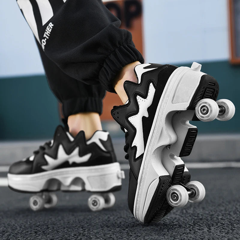 Kinder-Rollschuhe mit Allradbremsen, neue Leder-Rollerblades für Kinder