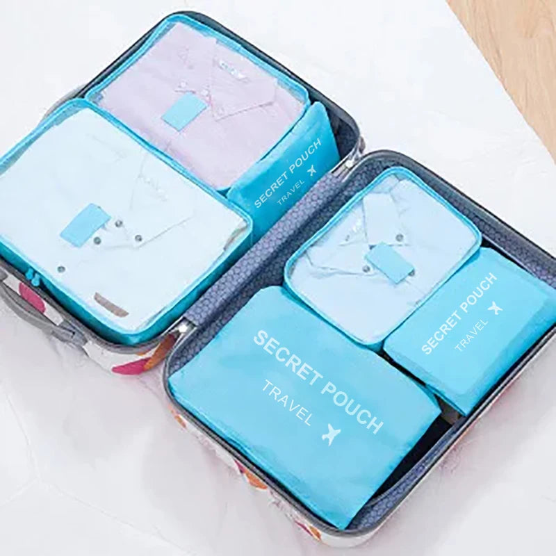 6 Teile/Satz, Rosa/Blau/Grau Reise Tasche, Große Kapazität, Wasserdichte Gepäck, Kleidung/ Unterwäsche Tasche, Tasche mit Zipper