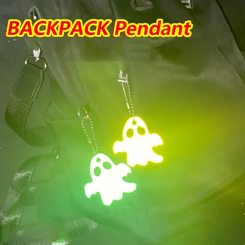 10 STÜCKE Nacht Reflektierende Schlüsselanhänger, Niedliche Geisterform, Nachtwarnung Doppelseitige Reflektierende Rucksack Anhänger, Geschenke