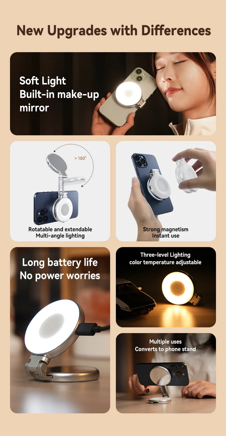 TELESIN- Smartphone Magnetisches Fülllicht, Mini-Selfie-Licht