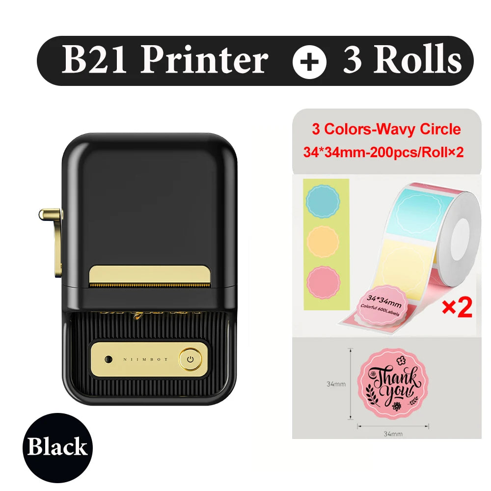 Niimbot B21- Kabelloser tintenloser Etikettendrucker, Barcode-Etikettendrucker, Druckpapier, Aufkleber Maschine 20 mm - 50 mm