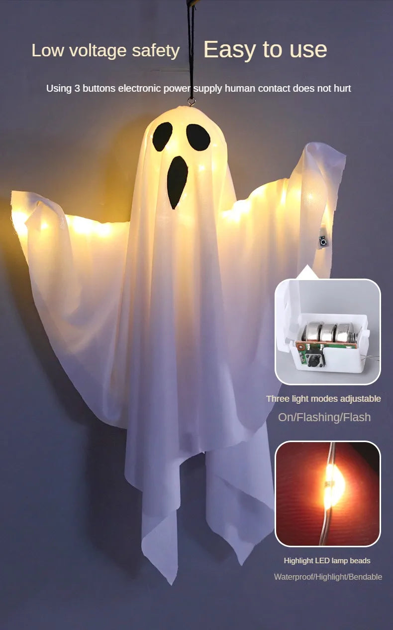 Halloween Party LED Glow, Ghost Home Indoor Outdoor Dekoration, Lieferungen 2024, Spukhaus Bar Hängende Horror Requisiten mit Lichtern