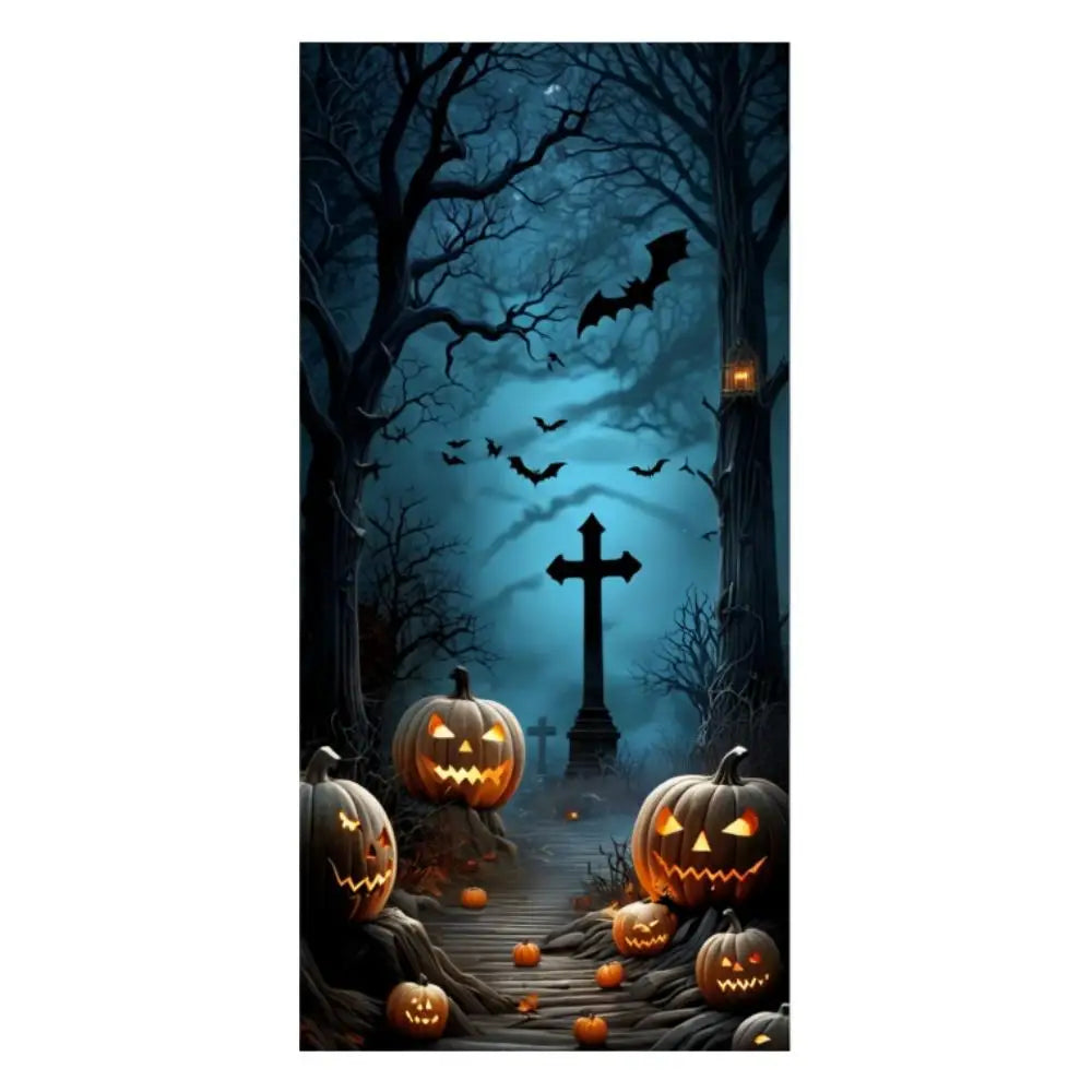 Event-Banner, bunter Druck, Kürbis-Laternen-Banner, Kürbis-Banner, Halloween-Party, Feiertagsfeier, gruselige Tür-Banner-Abdeckung