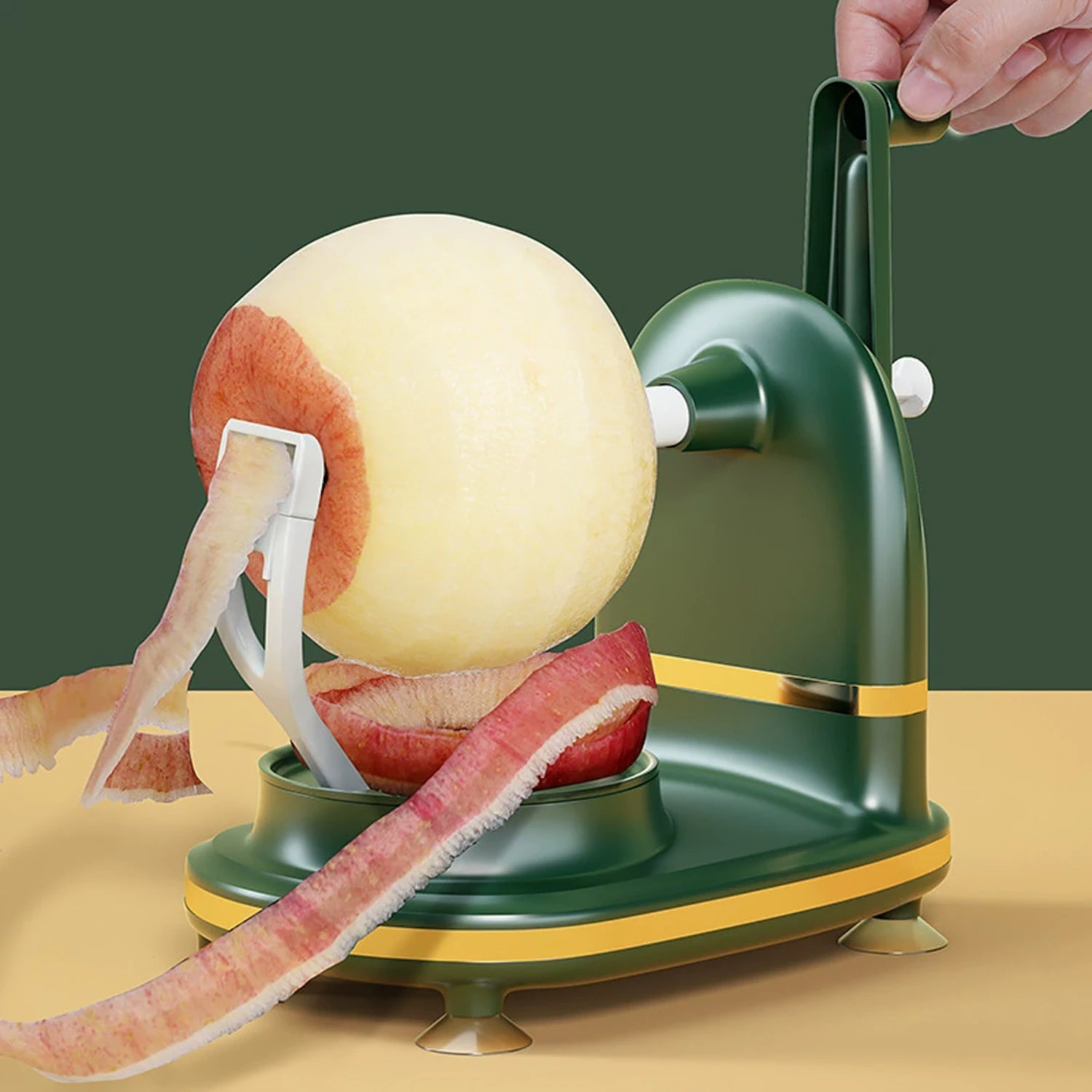 3-in-1-Handkurbel-Rotations-Obst-/Gemüseschäler, Edelstahlklingen, Apfelschneider, Haushaltsschälmaschine, Küchenhelfer