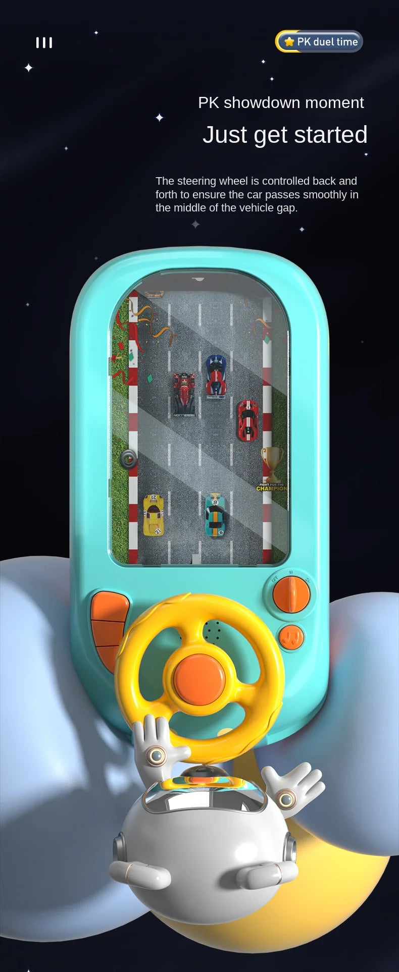 Kinder-Lenkrad-Fahrspielzeug Dodge-Fahrzeug, elektronisches Simulations-Abenteuerspiel mit Musik-Soundeffekten
