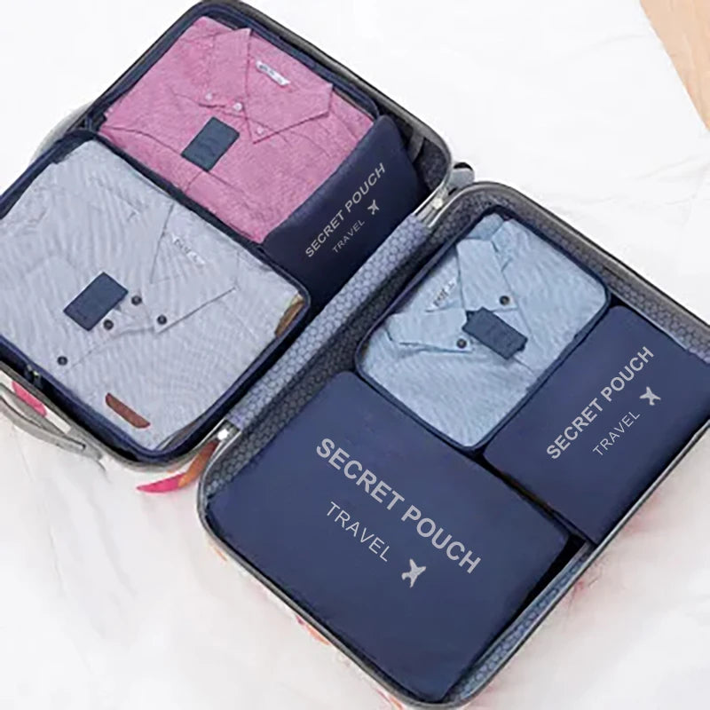 6 Teile/Satz, Rosa/Blau/Grau Reise Tasche, Große Kapazität, Wasserdichte Gepäck, Kleidung/ Unterwäsche Tasche, Tasche mit Zipper