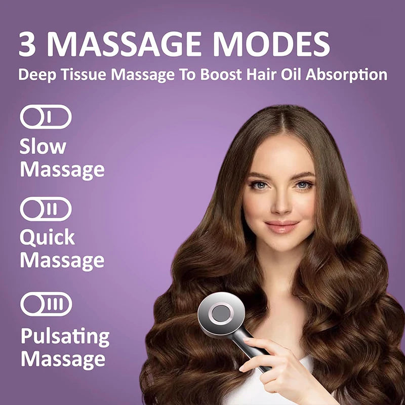 Peigne de massage électrique pour la tête, appareil de massage par vibrations, portable, pour follicules pileux, huile pour cuir chevelu, applicateur liquide, croissance des cheveux, anti-chute