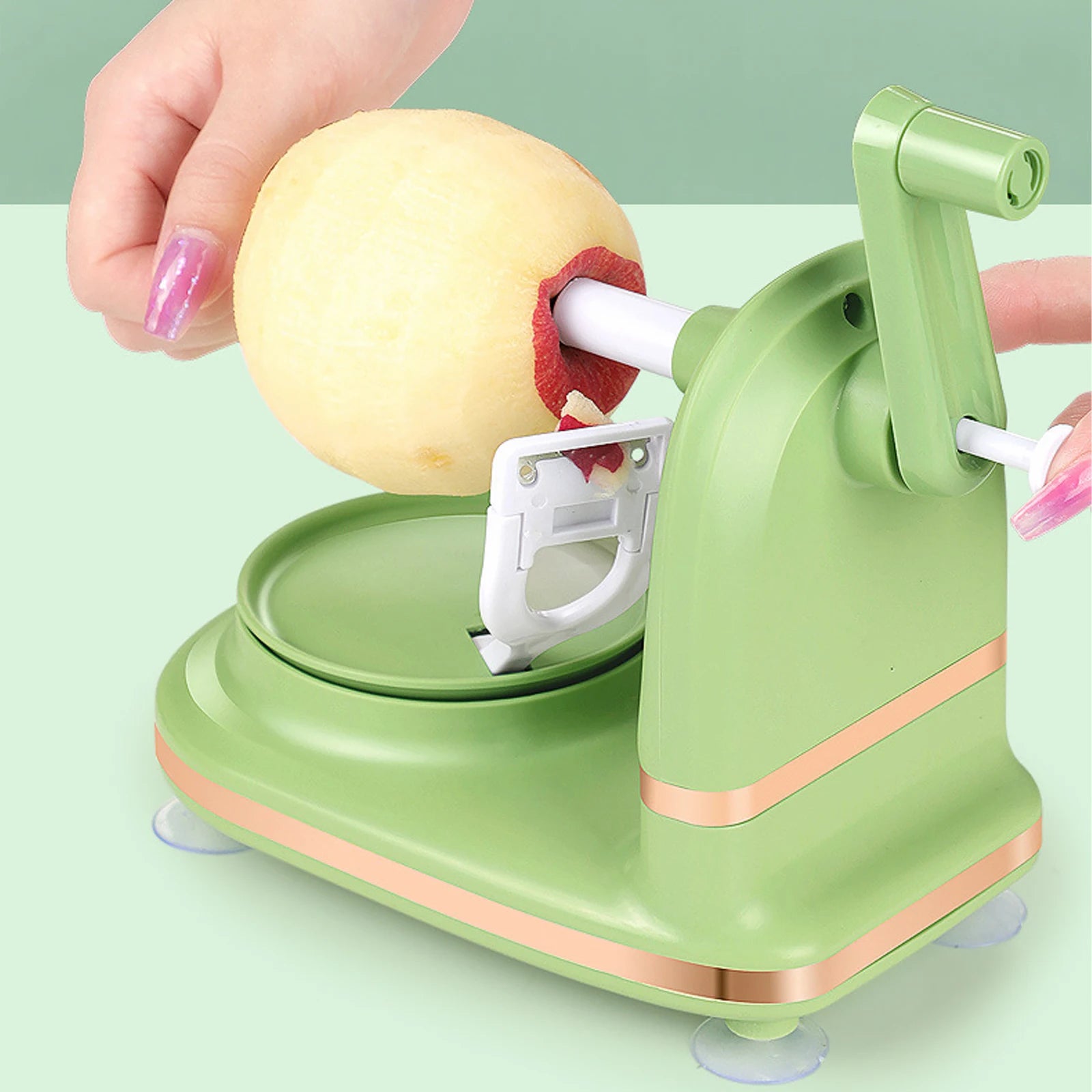 3-in-1-Handkurbel-Rotations-Obst-/Gemüseschäler, Edelstahlklingen, Apfelschneider, Haushaltsschälmaschine, Küchenhelfer