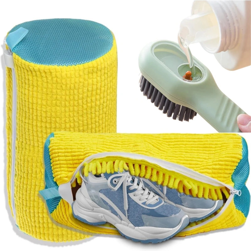 1/2/4-teiliger Schuhwaschbeutel mit flüssigem Schuhbürsten-Set