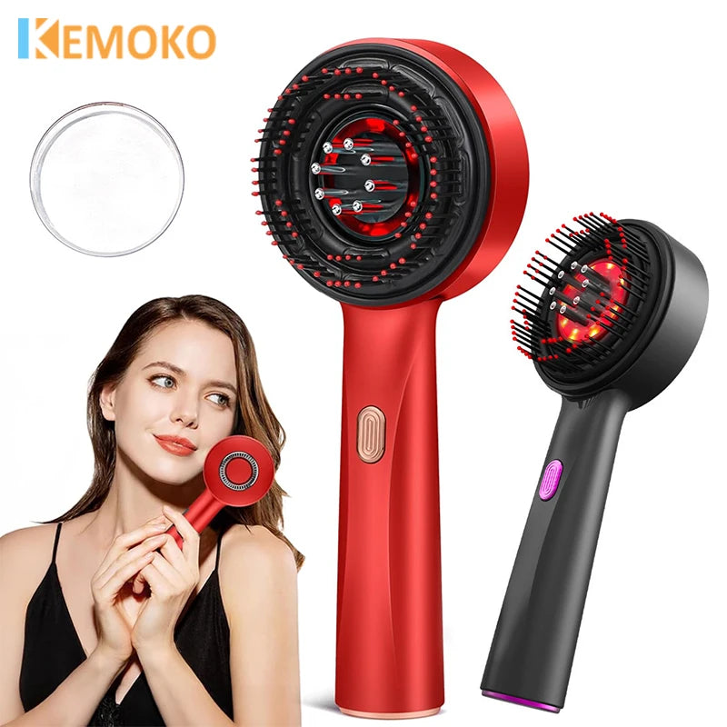 Peigne de massage électrique pour la tête, appareil de massage par vibrations, portable, pour follicules pileux, huile pour cuir chevelu, applicateur liquide, croissance des cheveux, anti-chute