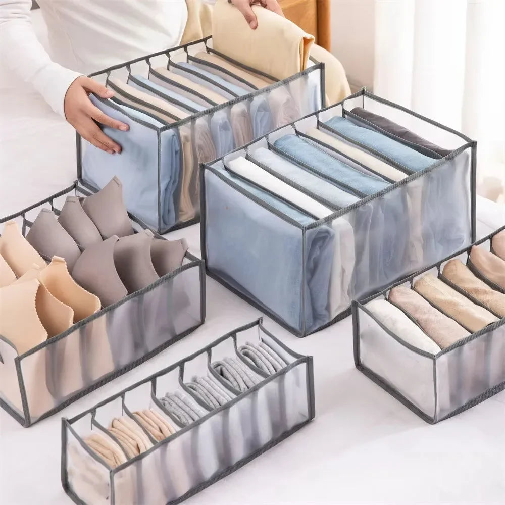 Kleider-Organizer, Jeans- und Hosen-Aufbewahrungsbox, Kleiderschrank-Schubladen-Organizer für Unterwäsche, BHs, Krawatten, T-Shirts und Socken, Organisationssystem