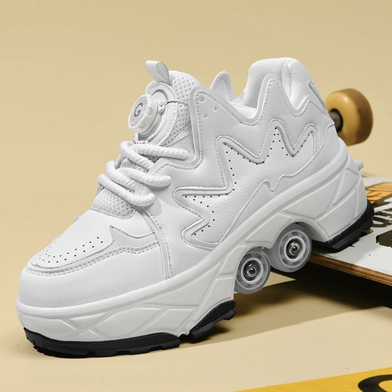 Kinder-Rollschuhe mit Allradbremsen, neue Leder-Rollerblades für Kinder