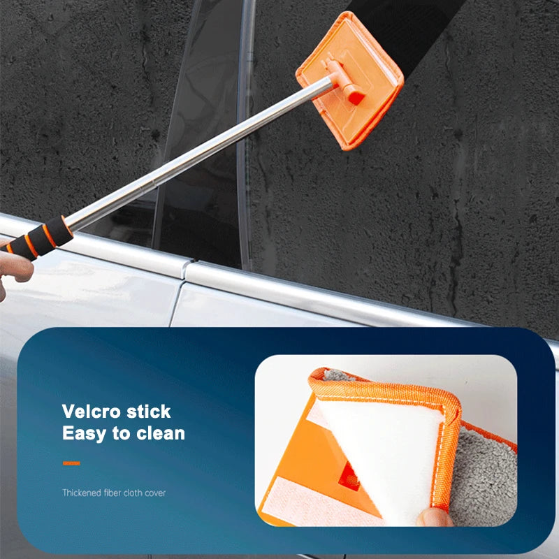 SEAMETAL Auto-Windschutzscheiben-Reinigungsbürste, Fensterglas, sauberer Wischer, skalierbarer langer Griff, kratzfrei, weiches Waschtuch, Waschwerkzeug