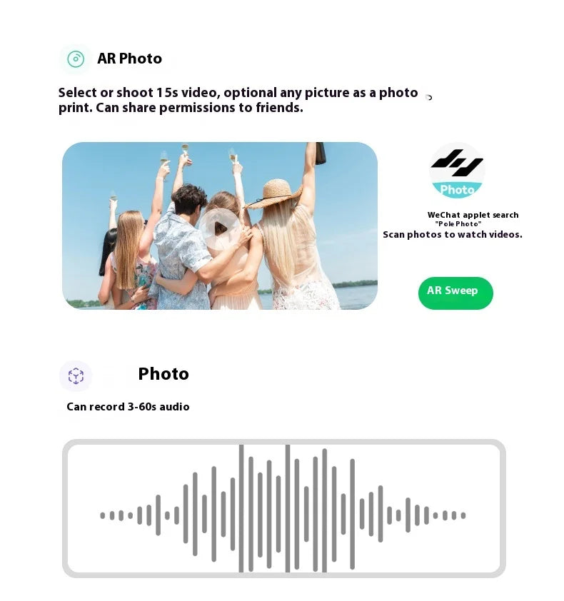 TELESIN LIENE Mini-Fotodrucker Zink, tintenfrei, 300 dpi, kabellos, Bluetooth, tragbarer Foto-Waschautomat mit APP für selbstgemachte Bilder und Geschenke