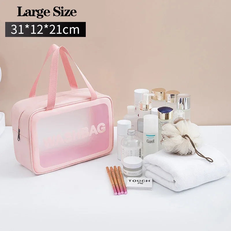 Wasserdichte tragbare Reise-Kulturtasche für Damen, transparent, Make-up-Aufbewahrungstasche, große Kapazität, Kosmetik-Organizer, Schönheitstasche für Damen