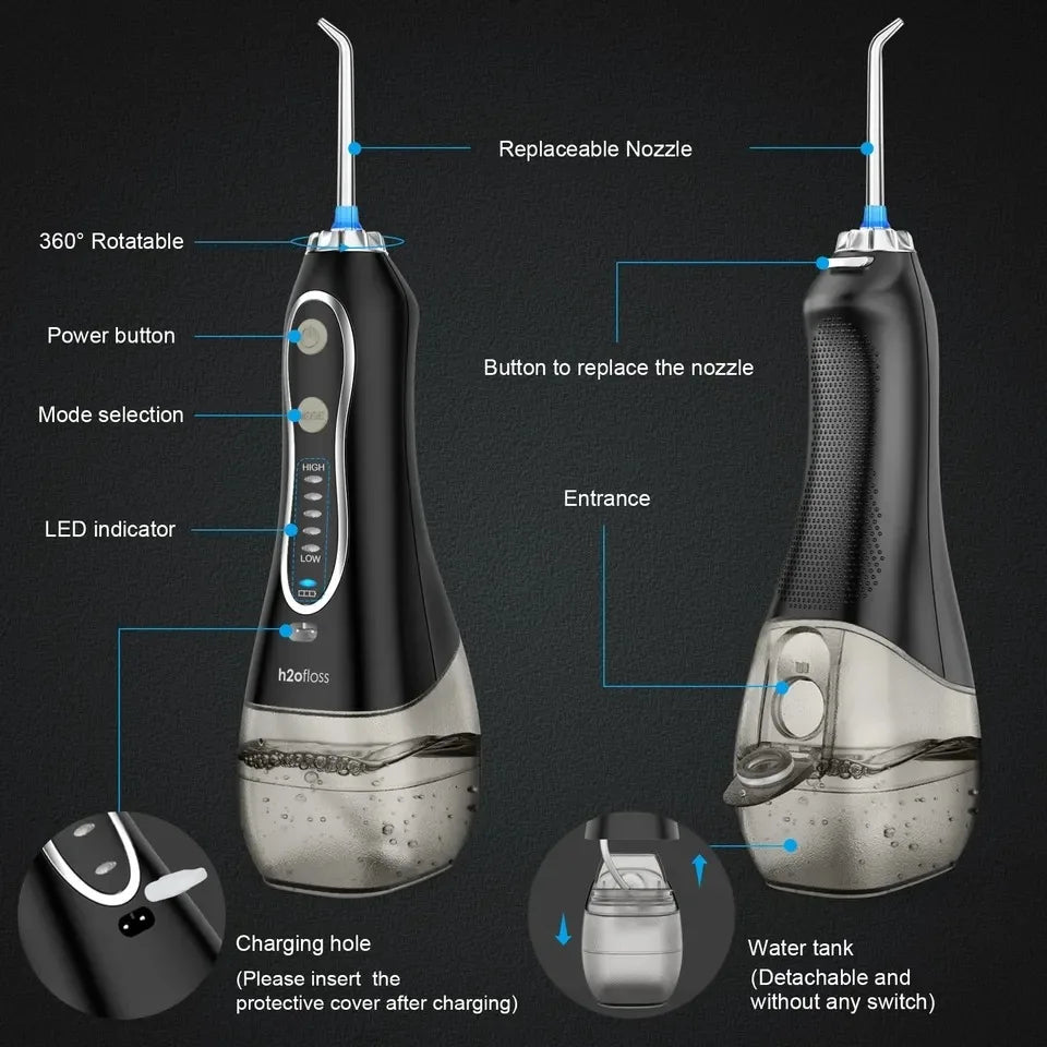 H2ofloss Wasser flosser Mundspülung, HF-6 tragbare elektrische zahn ärztliche schnur lose orale 5 Düsens pitzen für die Zahn reinigung Gesundheits versorgung