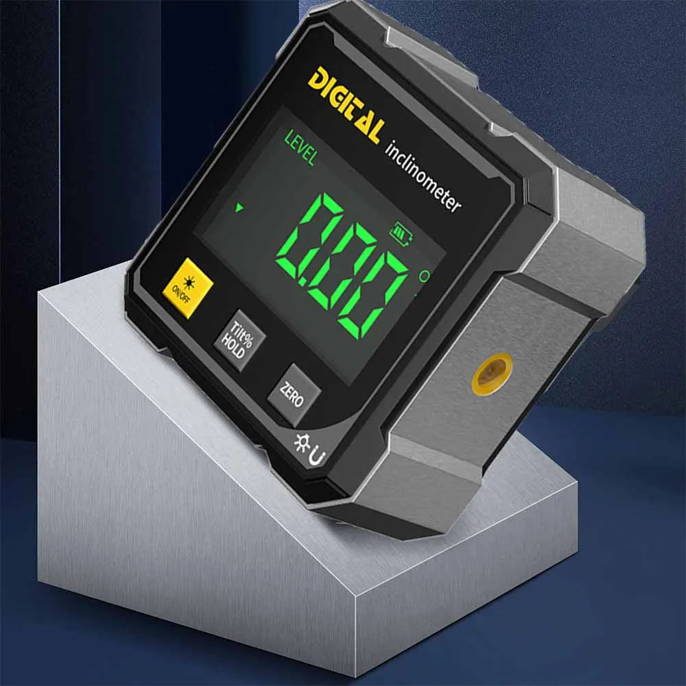 4-seitiger magnetischer digitaler Winkelmesser mit Laser, elektronischer Winkelmesser, Horizontometer, Neigungsmesser, Winkellineal, Neigungsmessung