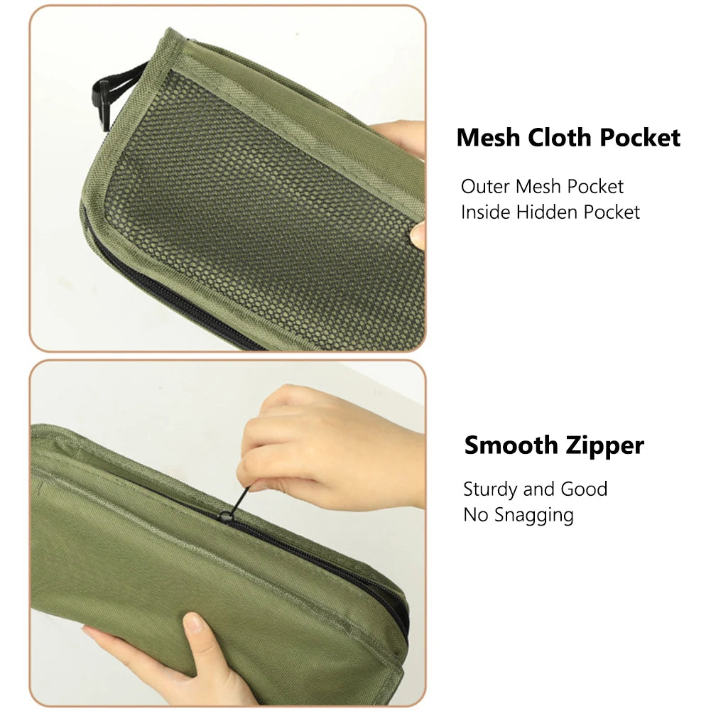 Outdoor-Klappstuhl mit Reißverschlusstasche und Netztasche, integrierter Aufbewahrungsstuhl, verschleißfest, für Picknick, Gartenarbeit, Grillen, Wandern