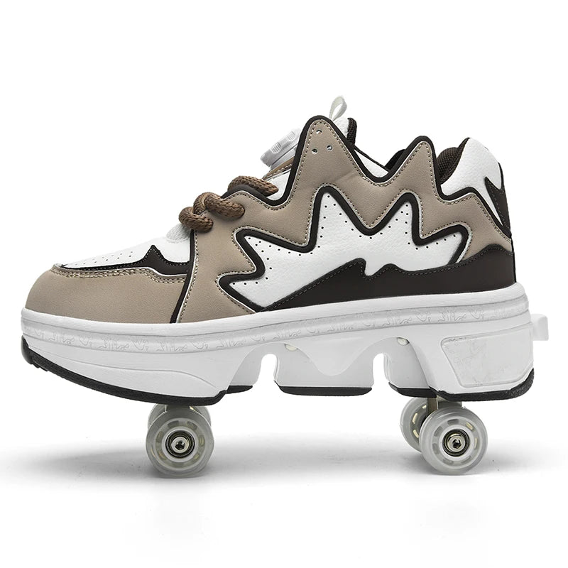 Kinder-Rollschuhe mit Allradbremsen, neue Leder-Rollerblades für Kinder