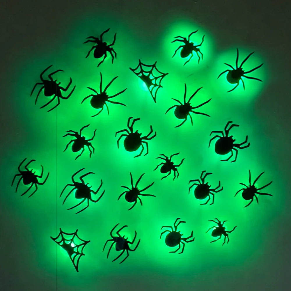 9/12 Stück 3D-LED-Fledermaus-Halloween-Dekorationen für Zuhause, Spinnen-Nachtlicht-Aufkleber für Garten, Hinterhof, Party, festliches Partyzubehör