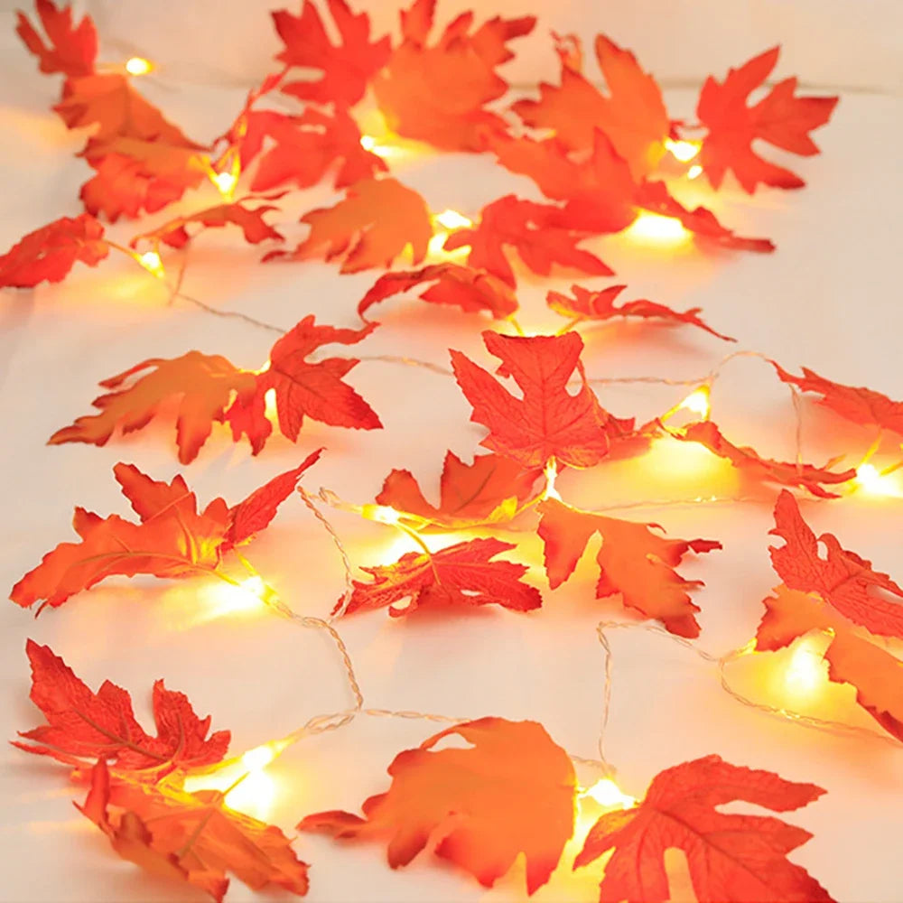 2/3/6M Halloween LED Lichterkette, Künstliche Ahornblatt Laternengirlande, Halloween Weihnachten Thanksgiving Day Heimdekorationen