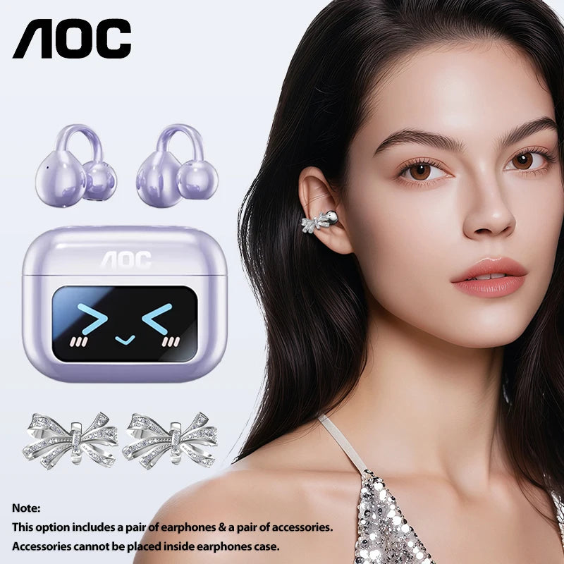 AI-Übersetzungskopfhörer AOC Ohrclip-Ohrhörer OWS Bluetooth Smart LCD-Bildschirm-Touch-Kopfhörer Gaming Wireless Sport Headset 3521