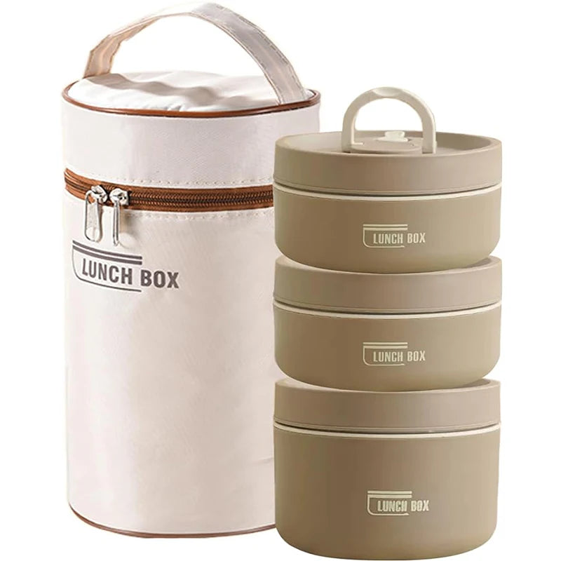 Tragbares, isoliertes Lunchbehälter-Set für Lebensmittel mit Thermo-Lunchbox, 3 separate stapelbare Lunchbehälter für Erwachsene und Kinder