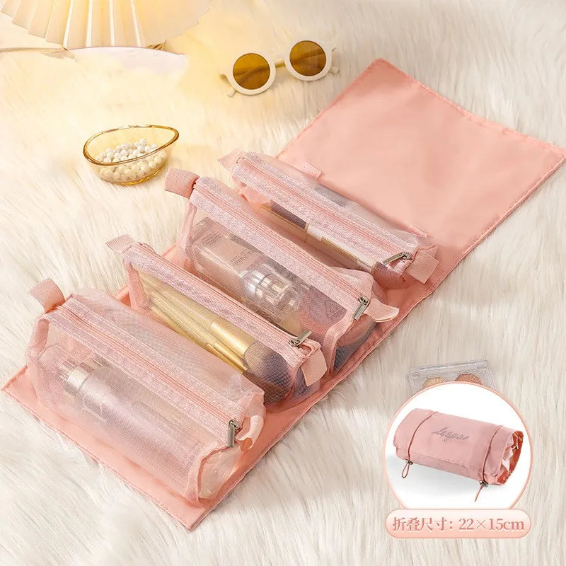 Abnehmbare Kosmetiktasche, tragbar, große Kapazität, 4-in-1-Make-up-Taschen, tragbar, faltbar, Reise-Kosmetik-Aufbewahrungs-Kulturtasche
