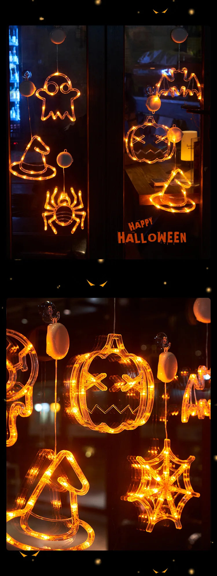 20 Stück Halloween-LED-Dekorationslichter für Atmosphäre, festliche Vorräte, Kürbislaternen und Requisiten