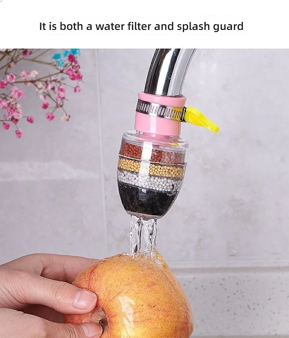 6-lagiger Wasserhahn-Wasserfilter, Wasserhahn-Reiniger 360 °   Drehbare Kokosnusskohle-Düse für Wasserhahn, Küche, Haushaltswasserfilter