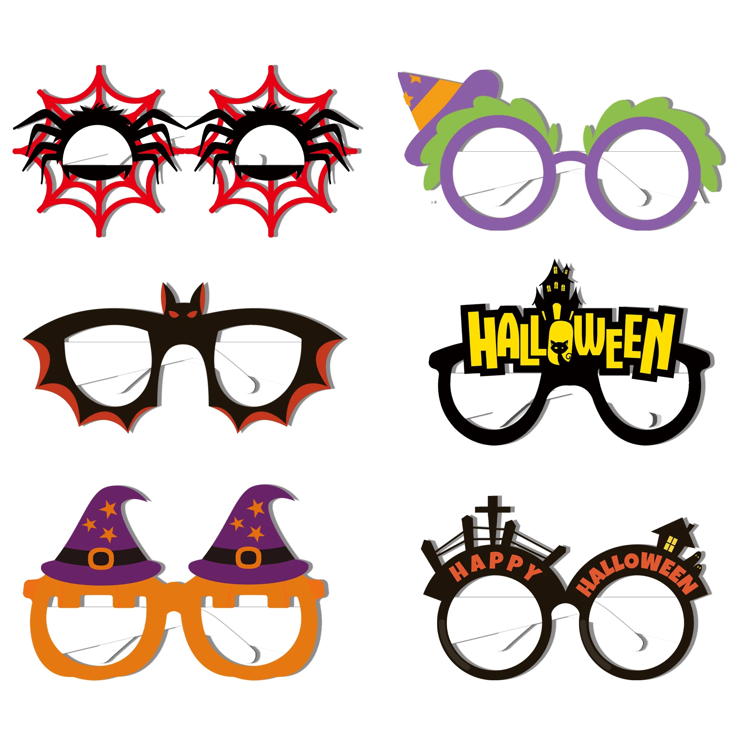6/12 Stück Halloween-Thema-Party-Papiergläser, Kürbis,-Spinne-Fledermaus-Gläser, Cosplay-Foto-Requisiten, Halloween-Party-Dekoration