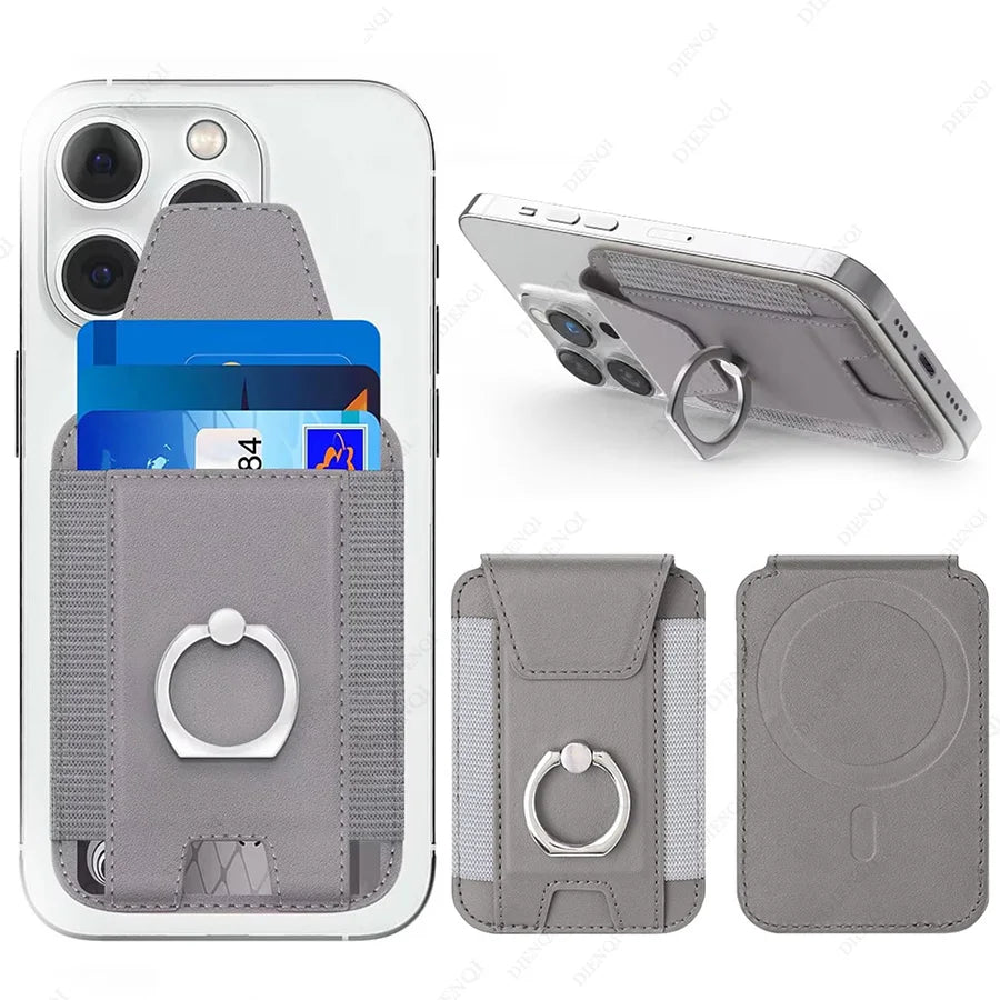 Magsafe-Kartenhalter mit Klappenabdeckung, magnetischer Telefonringständer, PU-Leder, Kartenhalter, Handyhülle für iPhone 13, 14, 15, 16 Pro