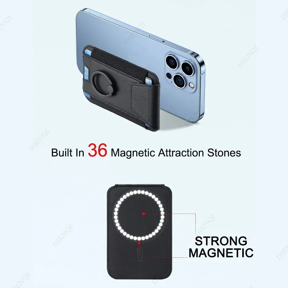 Magsafe-Kartenhalter mit Klappenabdeckung, magnetischer Telefonringständer, PU-Leder, Kartenhalter, Handyhülle für iPhone 13, 14, 15, 16 Pro
