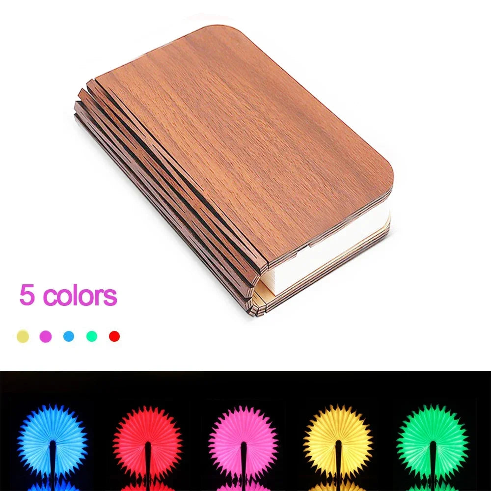 3D Holz Faltbare LED Buch Nachtlicht 3 / 5 Beleuchtung Farben 5V