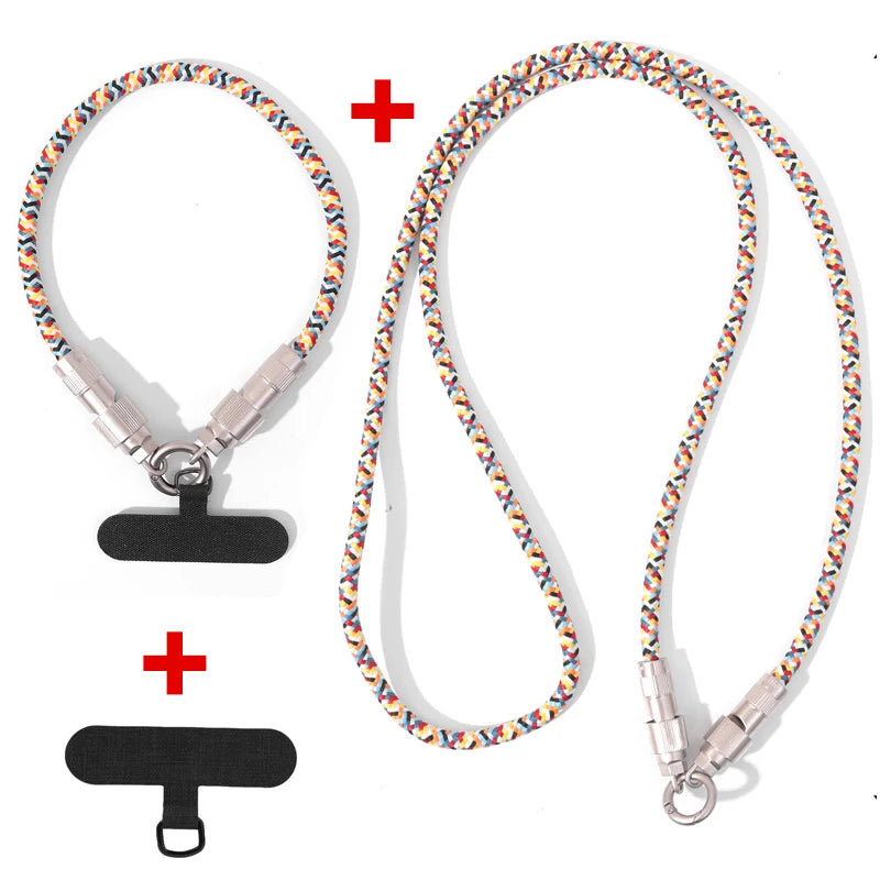 2-in-1-Handy-Lanyard und 60-W-Schnellladekabel Typ C, Dual-USB-C-Datenkabel, Crossbody-Halsseil-Armband für iPhone Mi
