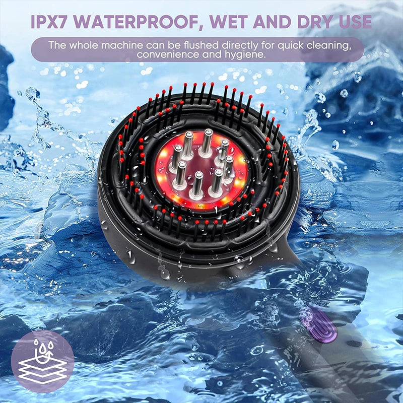 Peigne de massage électrique pour la tête, appareil de massage par vibrations, portable, pour follicules pileux, huile pour cuir chevelu, applicateur liquide, croissance des cheveux, anti-chute