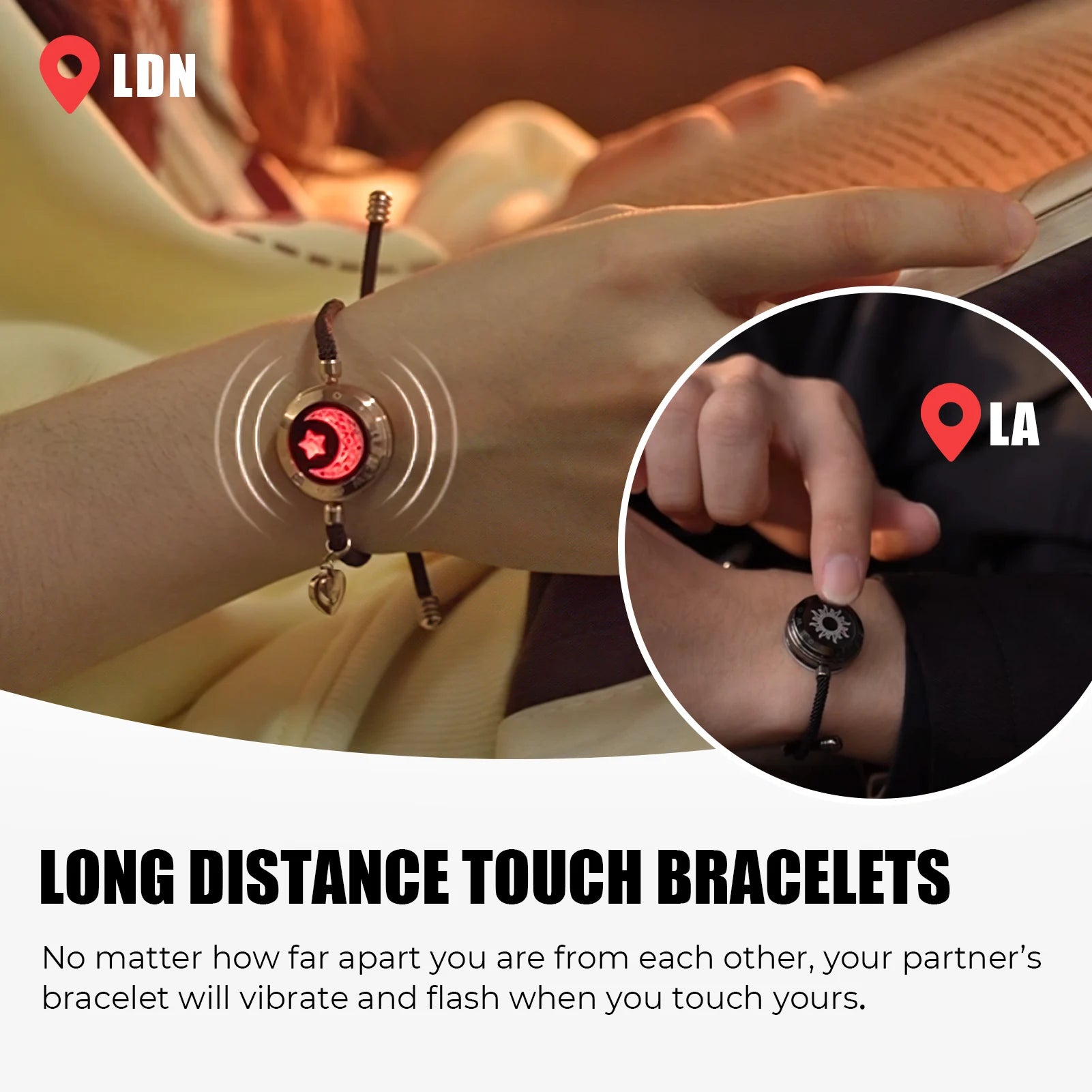 Totwoo Long Distance Touch Leuchtende und vibrierende Armbänder für Paare