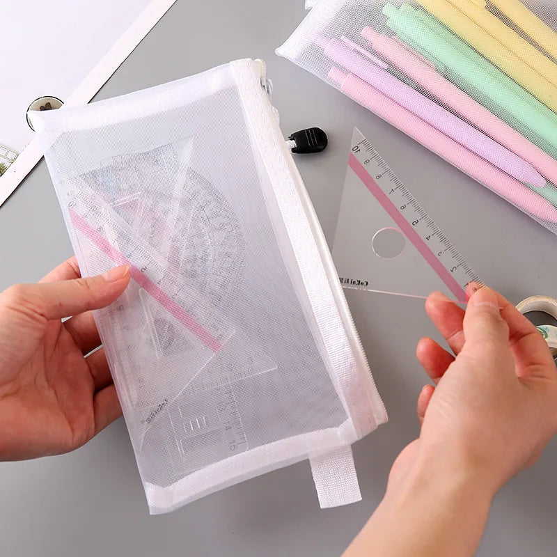 Mesh Zipper- File Bag, Spielzeug Aufbewahrungstasche, Baustein/ Puzzle Unterverpackung Tasche, Kinder Reißverschluss transparent Finishing Aufbewahrungsbox