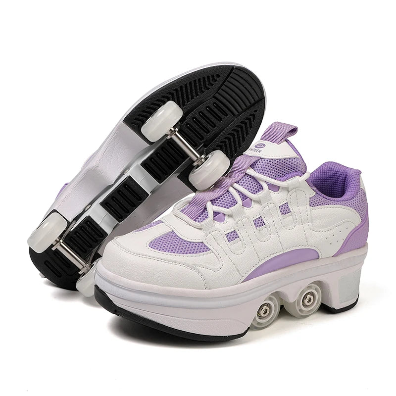 Kinder-Rollschuhe mit ausziehbarer Vierradunterstützung