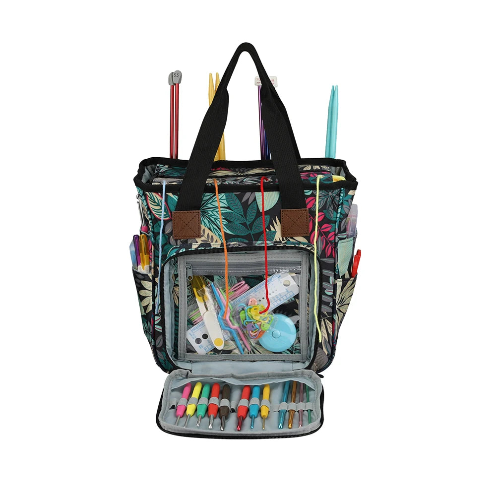 KOKNIT Strick-Tragetasche, Garn-Aufbewahrungstasche für Stricknadeln, Häkelnadeln und Nähzubehör, DIY-Nähset-Tasche für Mamas