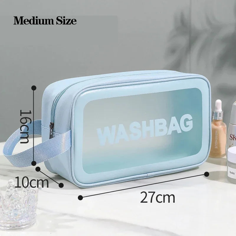 Wasserdichte tragbare Reise-Kulturtasche für Damen, transparent, Make-up-Aufbewahrungstasche, große Kapazität, Kosmetik-Organizer, Schönheitstasche für Damen