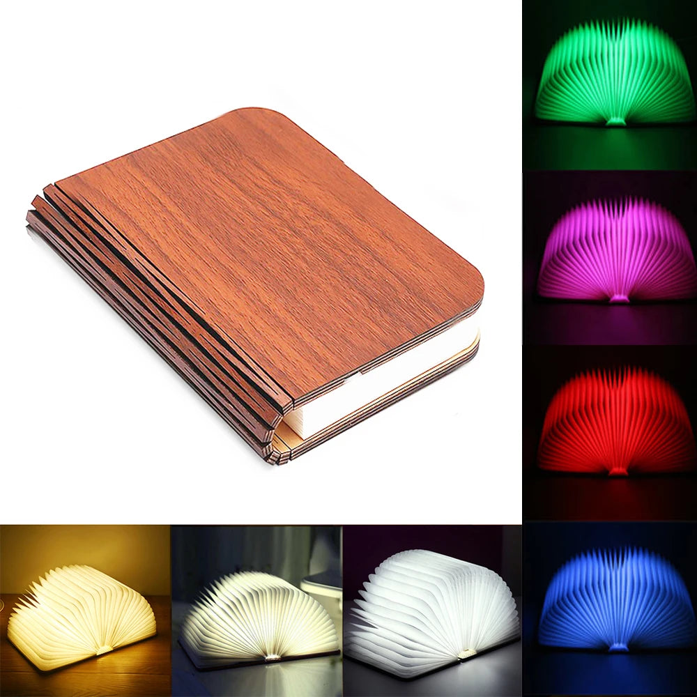 3D Holz Faltbare LED Buch Nachtlicht 3 / 5 Beleuchtung Farben 5V