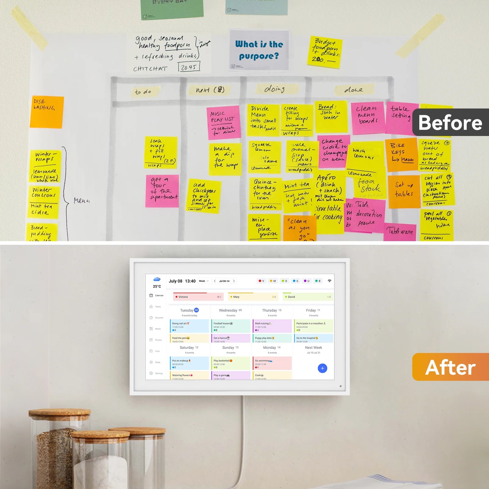 TABWEE P15 15,6 Zoll digitaler Kalender mit Aufgabenplan, intelligenter elektronischer Wand-Touchscreen-Kalender für interaktive Familienpläne,