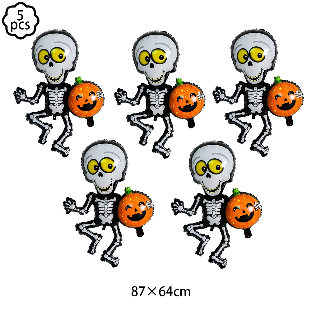 Riesiger stehender Halloween-Kürbis-Skelett-Totenkopf-Ballon, Halloween-Ballonspielzeug für Kinde,r Halloween-Party-Dekorationsballon