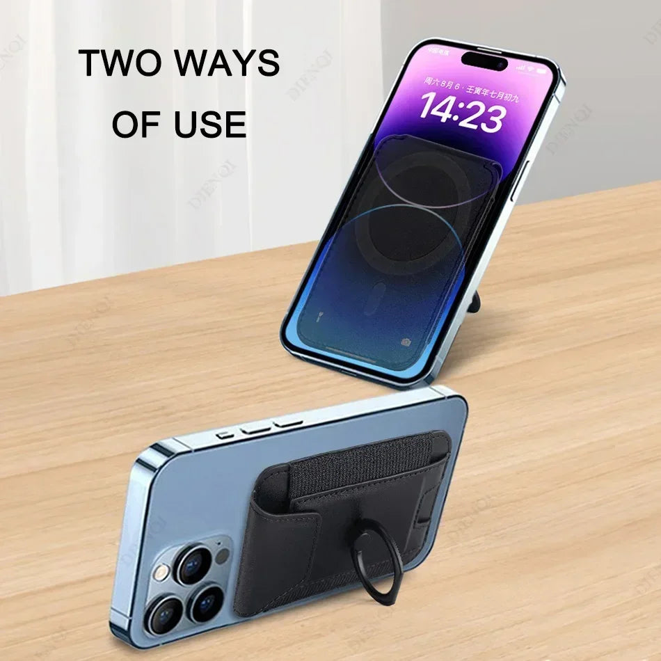 Magsafe-Kartenhalter mit Klappenabdeckung, magnetischer Telefonringständer, PU-Leder, Kartenhalter, Handyhülle für iPhone 13, 14, 15, 16 Pro